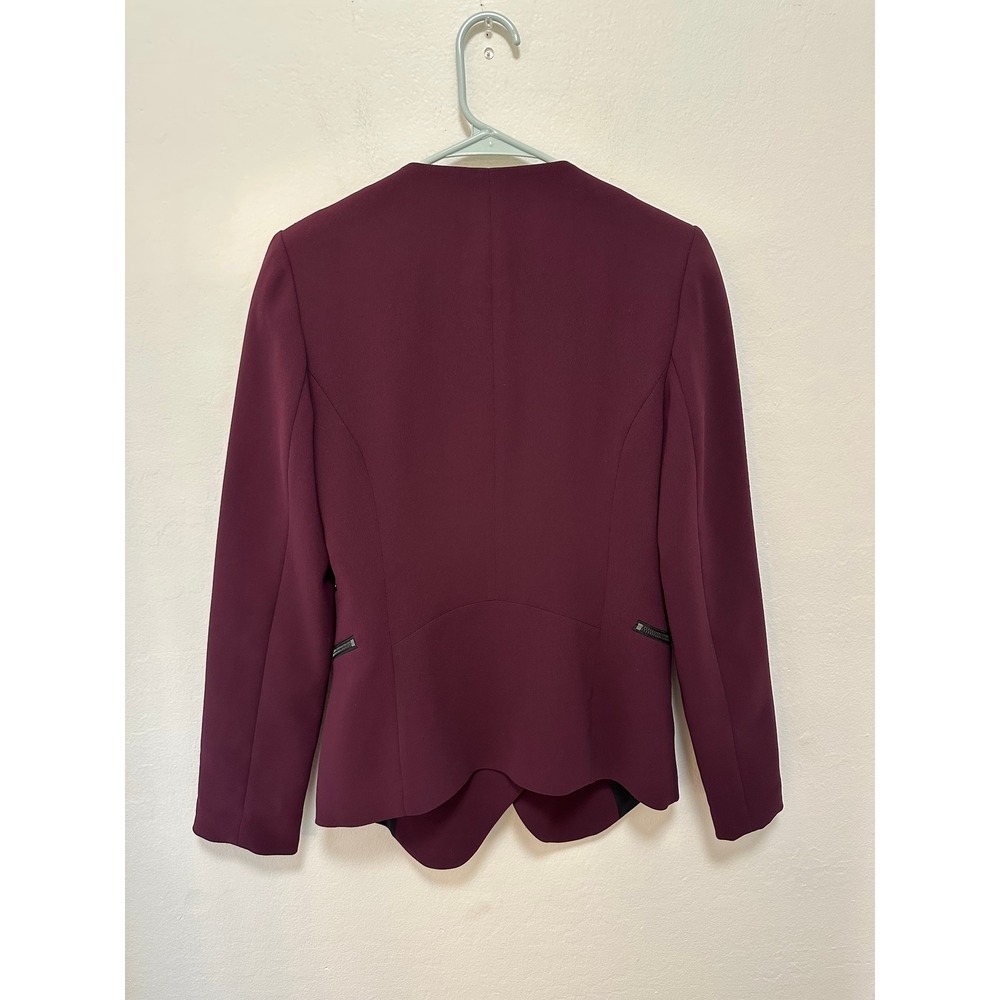 Le Chateau TP/XS Burgundy Blazer Jacket Open‎ Front Zipper Detail Petite - Picture 7 of 8